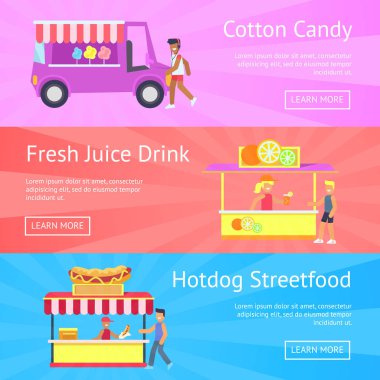 Pamuk helva ve taze meyve suyu vektör çizim