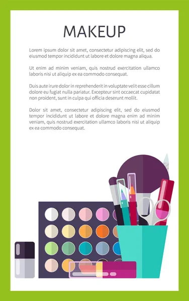 Affiche promotionnelle des cosmétiques de maquillage professionnels — Image vectorielle