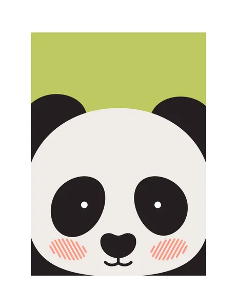Panda redonda s rosto isolado no fundo verde — Vetor de Stock