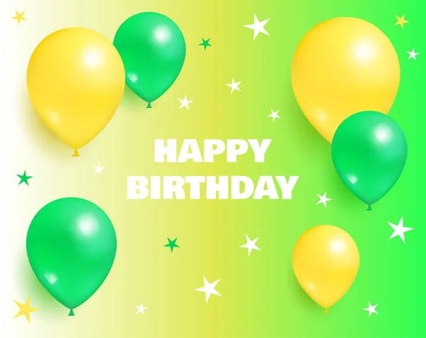 Alles Gute zum Geburtstag Hintergrund glänzende Luftballons und Stern — Stockvektor