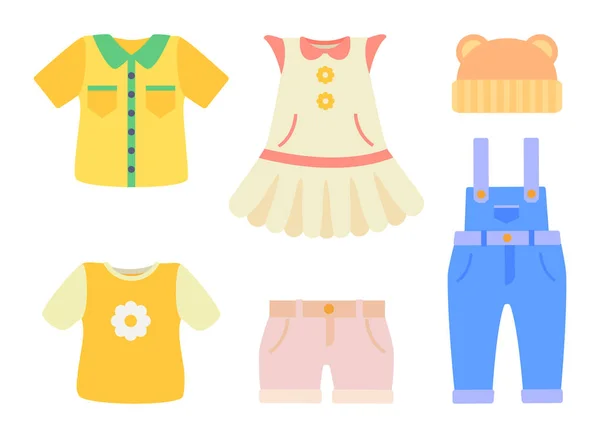 Baby kläder samling affisch vektorillustration — Stock vektor
