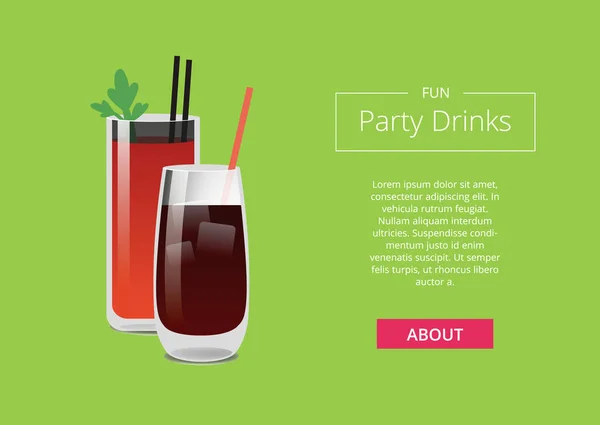 Fun Party Boissons Affiche Bloody Mary Whiskey Cola — Image vectorielle
