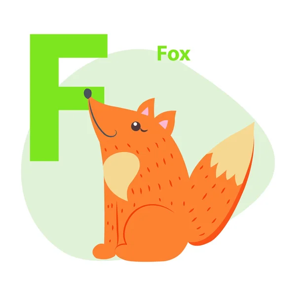 Zoo Lettre ABC avec vecteur de dessin animé mignon Fox — Image vectorielle