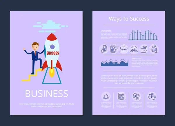 Erfolg und Geschäft setzen auf Vektor-Illustration — Stockvektor