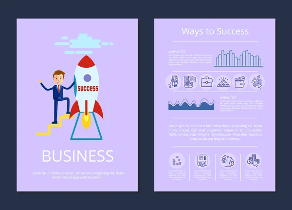 Succès et business set sur l'illustration vectorielle — Image vectorielle