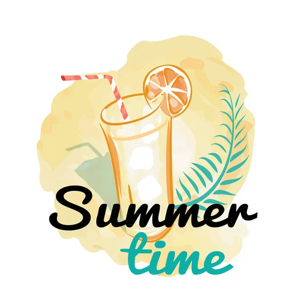 신선한 음료 벡터와 여름 시간 배경 — 스톡 벡터