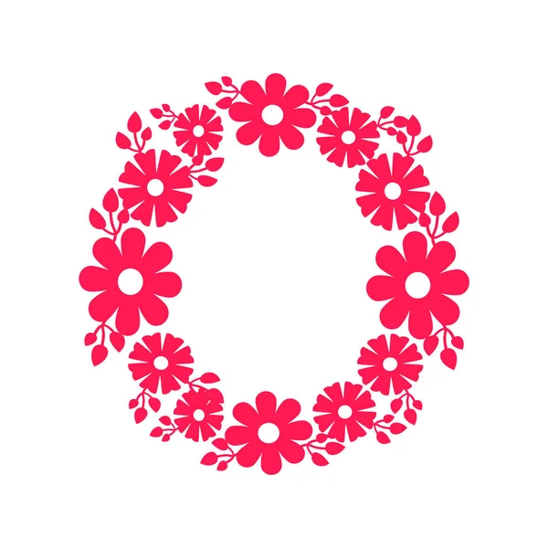 Round Frame Made of Blooming Flowers Vector Icon — Stock Vector