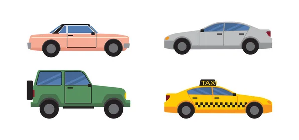 Ensemble de voitures d'illustration vectorielle de couleur différente — Image vectorielle