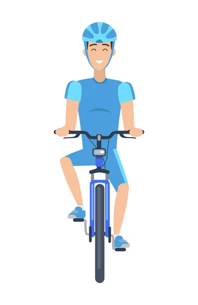 Vrolijke Man rijden een fiets veelkleurige Poster — Stockvector