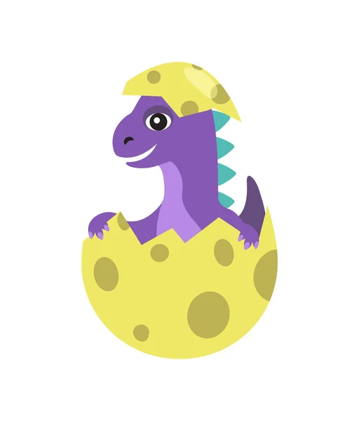 Dinosaurio púrpura en objeto de huevo Vector Ilustración — Vector de stock