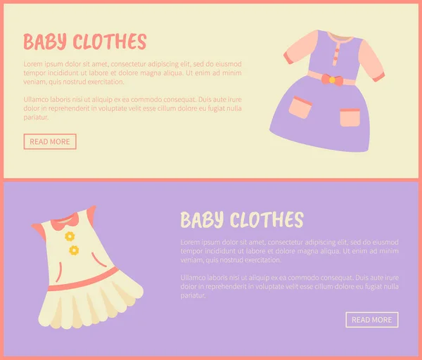 Bebek giysi elbise koleksiyonu vektör çizim — Stok Vektör
