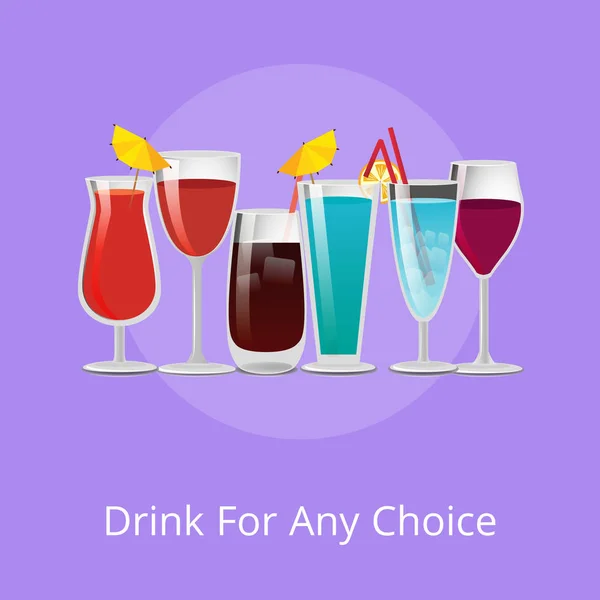 Drink for any Choice Poster Summer Cocktails Set - Stok Vektor