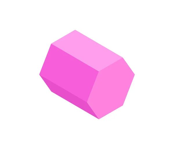 Prisma hexagonal rosa aislado sobre fondo blanco — Vector de stock