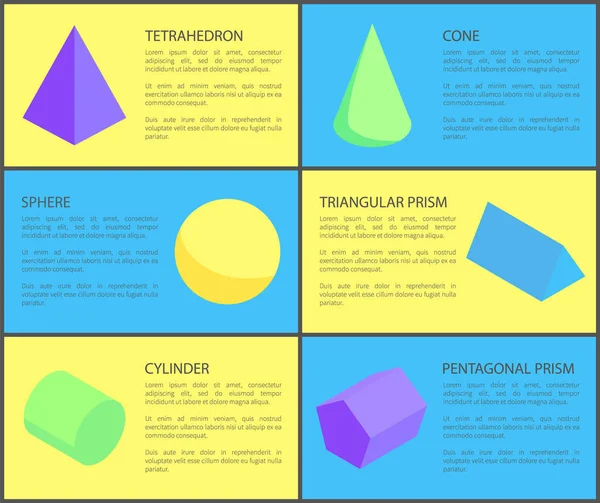 Zes geometrische Posters, kleur Vector Illustratie — Stockvector