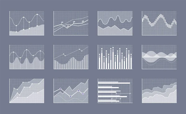 Raccolta di diagrammi sull'illustrazione vettoriale grigia — Vettoriale Stock