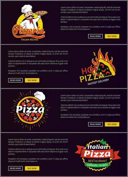 Καυτή πίτσα γρήγορη παράδοση σελίδες Web σύνολο — Διανυσματικό Αρχείο