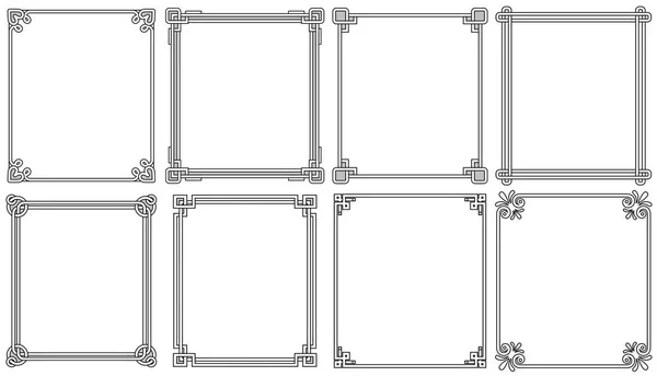 Marcos ornamentales con esquinas de estilo diferente — Archivo Imágenes Vectoriales