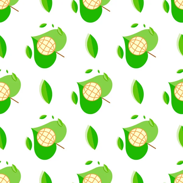 緑の植物と世界のシンボルのシームレス パターン — ストックベクタ