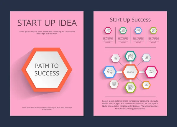 Start-up idee pad naar succes Infographic Posters — Stockvector