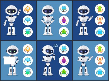 Modern tip robotlar vektör çizim ayarla