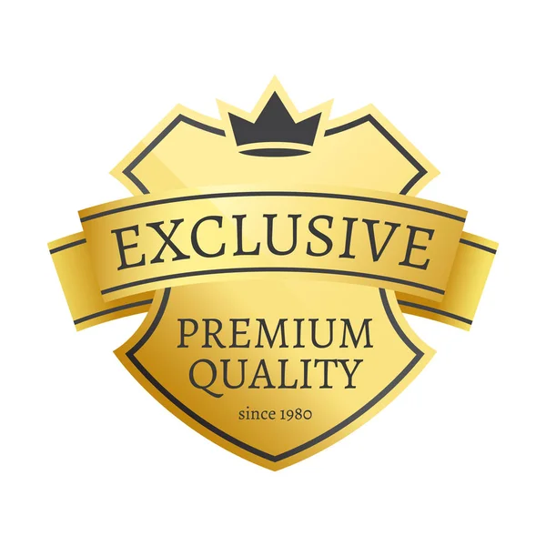 Exklusive Premium-Qualität seit 1980 goldenes Label — Stockvektor