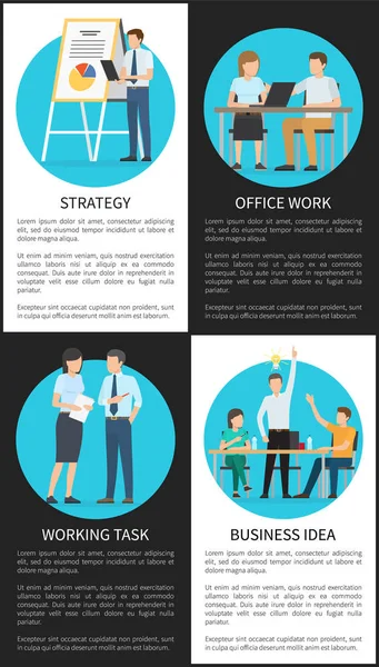 オフィス仕事やビジネスのアイデアの縦ポスター — ストックベクタ