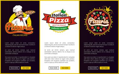 Pizzeria ve Şef plaka vektör çizim ile