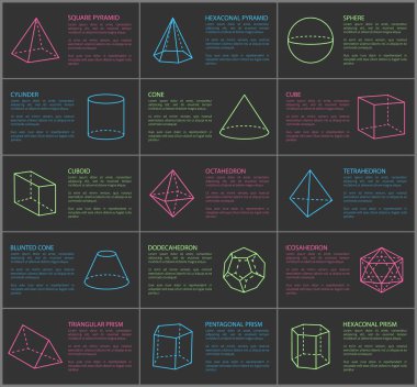 Şekiller Collection ve metin vektör çizim