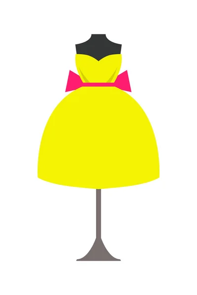 Manequim em vestido amarelo brilhante com Pink Bow — Vetor de Stock