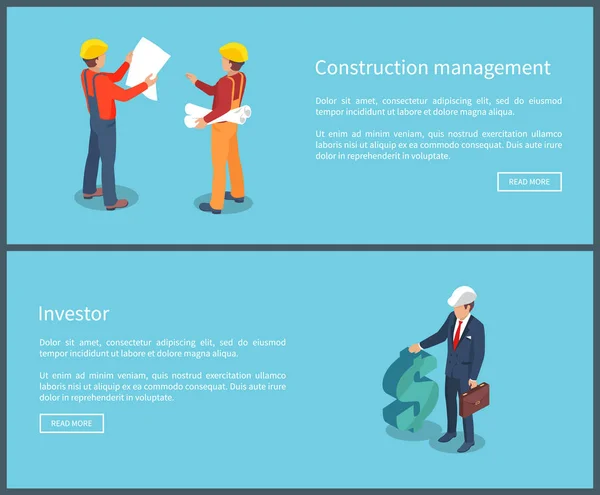 Construction Management Web Vector Illustration — Stock Vector
