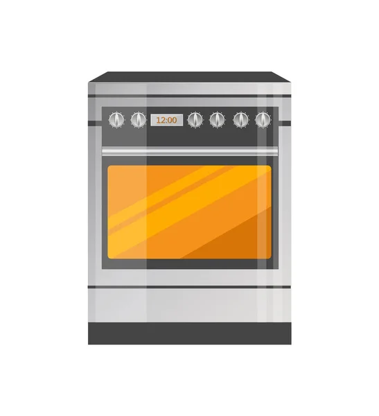 Kitchen Stove of High Quality in Metallic Corpus — Stock Vector