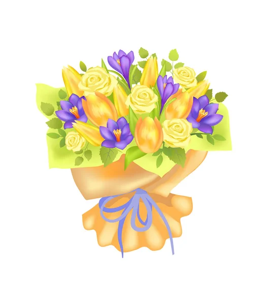 Bouquet de fleurs de printemps Rose et pivoine — Image vectorielle