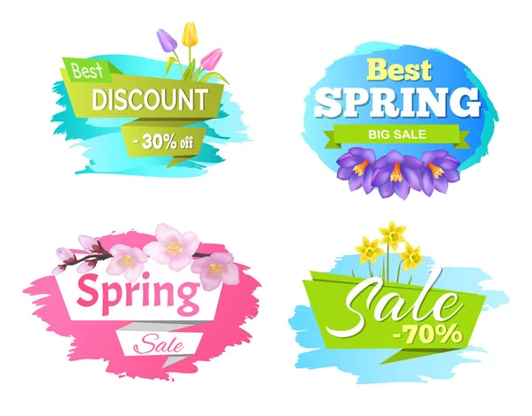 Best Discount Spring Big Sale 50 70 Posters Set — Stock Vector