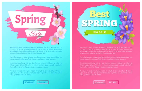 Bester Frühling großer Verkauf Werbung Etiketten Krokus — Stockvektor