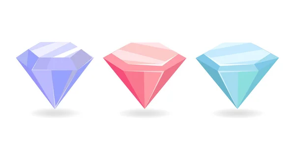 Coloridos diamantes preciosos púrpura rosa azul Color — Vector de stock