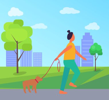 Kadın köpek Park vektör çizim ile