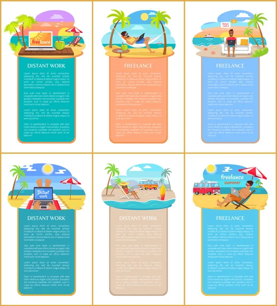 Freelance zomer collectie vectorillustratie — Stockvector