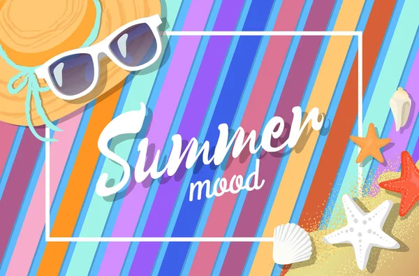 夏気分明るくカード、色ベクトル図 — ストックベクタ