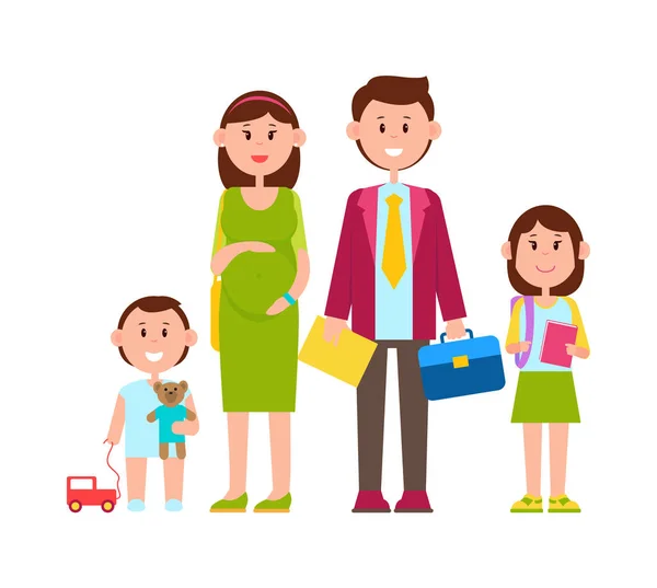 Illustrazione vettoriale dei genitori e dei bambini della famiglia — Vettoriale Stock