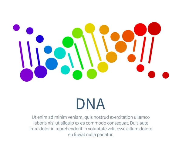 Cadena de ADN en colores arco iris en cartel científico — Archivo Imágenes Vectoriales