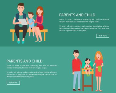 Web posterler aile anne baba ebeveyn ve çocuk