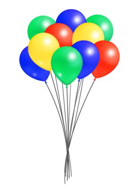 Grup helyum renkli hava balonları izole vektör