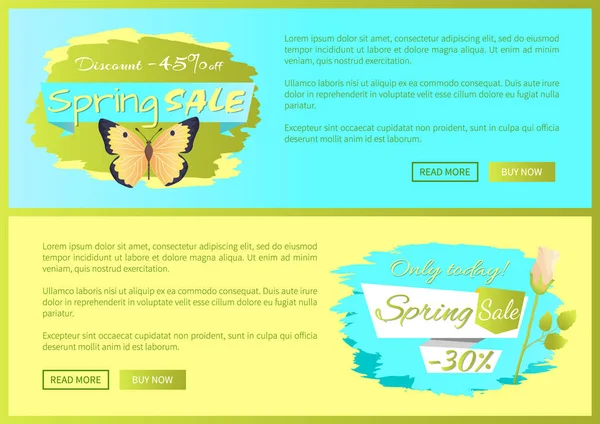 Spring Sale Poster Discount -45 Colorful Butterfly — Stock Vector