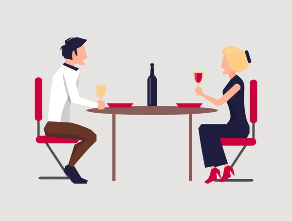 Couple Dining Together on Vector Illustration — Stock Vector