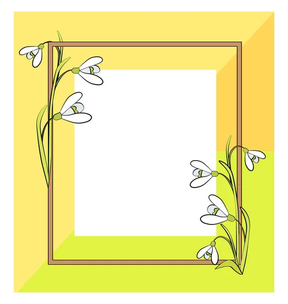 Cadre de printemps vert, illustration vectorielle jaune — Image vectorielle