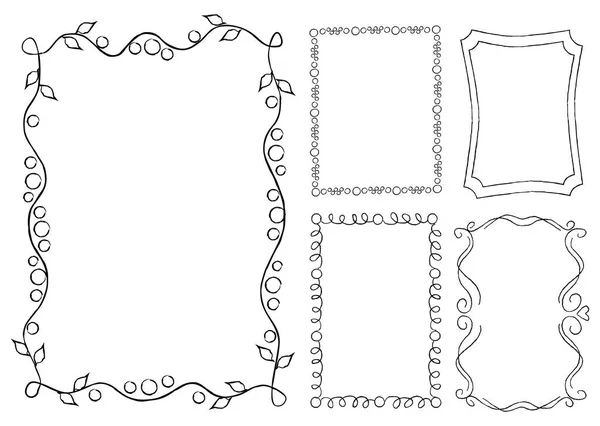 Collezione di cornici con turbinii Forma rettangolare — Vettoriale Stock