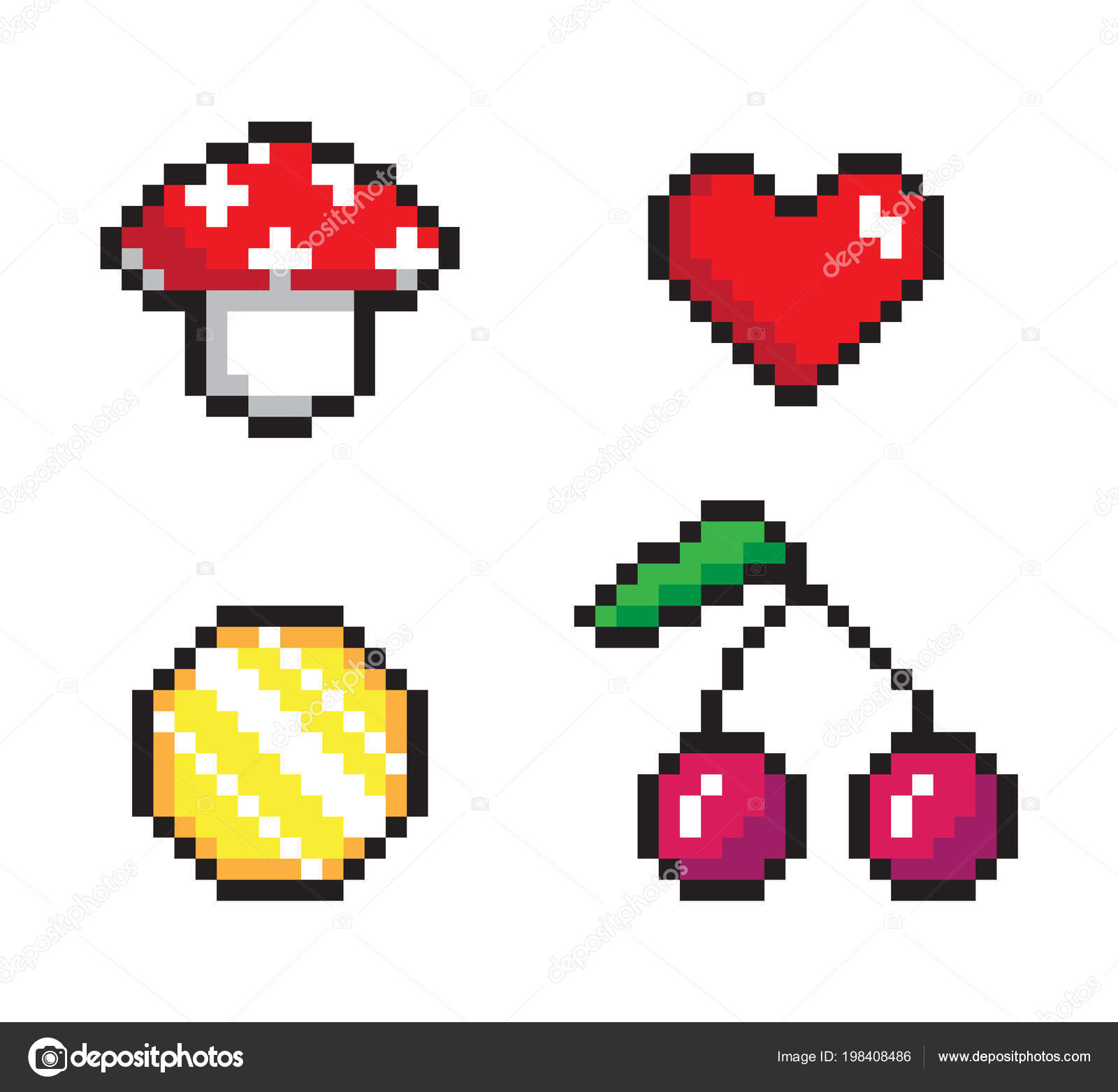 픽셀 배너, 4 개의 컬러 아이콘 벡터 일러스트 레이 션 스톡 벡터 - ©robuart 198408486