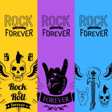 Rock müzik sonsuza kadar renkli poster koleksiyonu