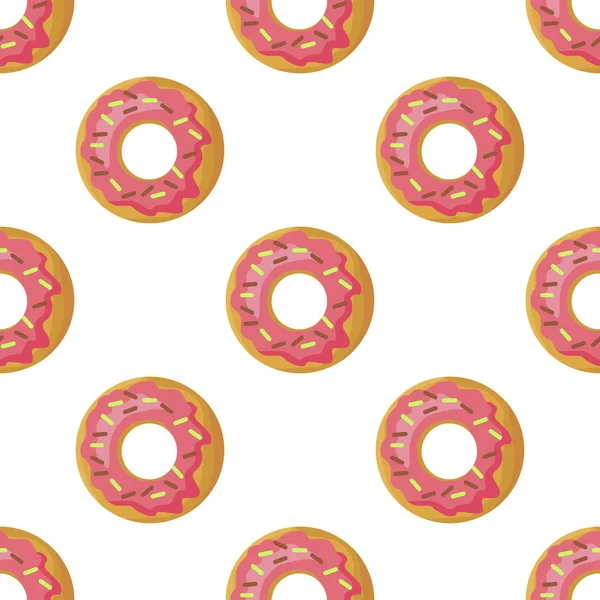 Donuts esmaltados plano Vector patrón sin costura — Vector de stock