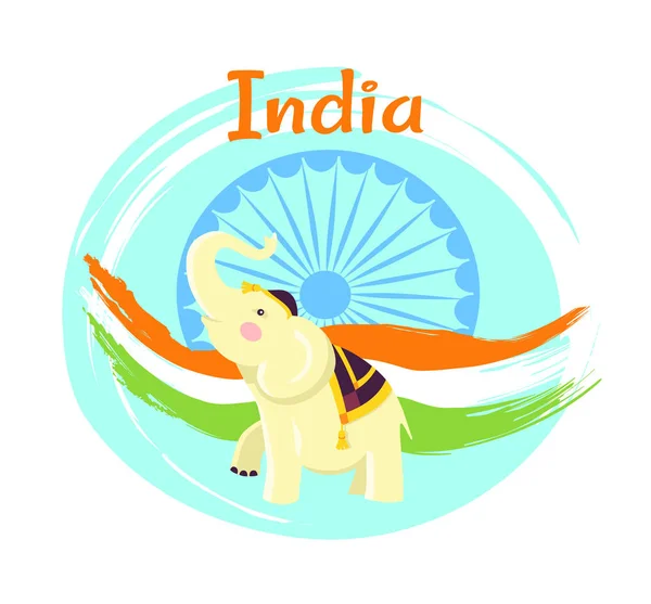 Indiai elefánt, a kalap és a köpeny emel törzs — Stock Vector